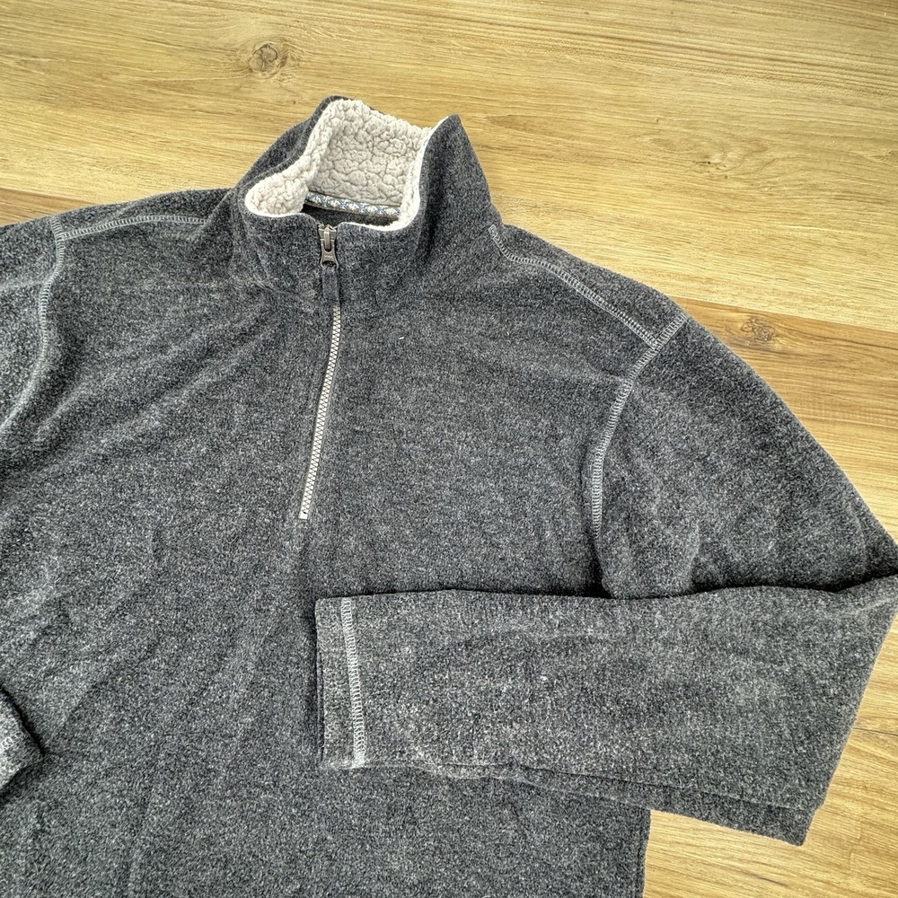 Orvis Sweater Mens Medium Gray Sherpa Brighton Pullover Quarter Zip‎ Pile Fleece - Picture 3 of 8
